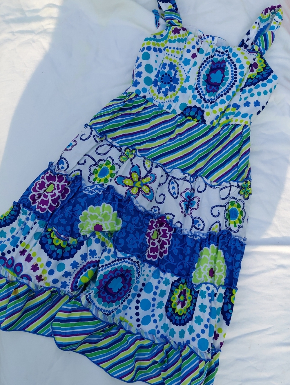 emily west Bright Blue, Green & Purple Mixed-Print Sundress